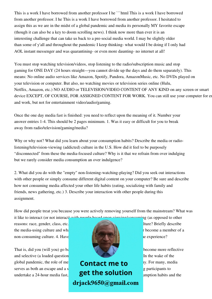 This Is A Work I Have Borrowed From Another Professor. I He