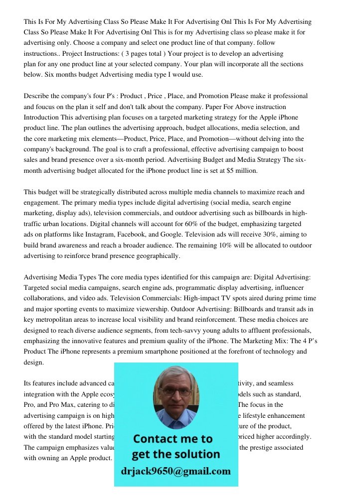 This is for my Advertising class so please make it for advertising only. Choose a company and select one product line of that company. follow instructions.. Pro