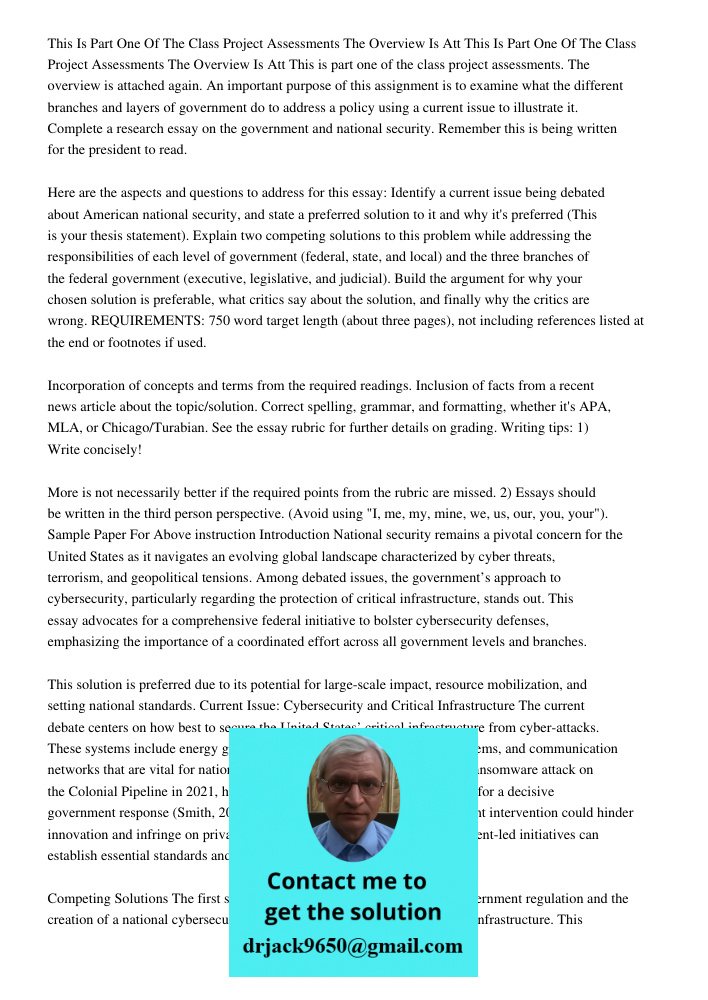 This is part one of the class project assessments. The overview is attached again. An important purpose of this assignment is to examine what the different bran