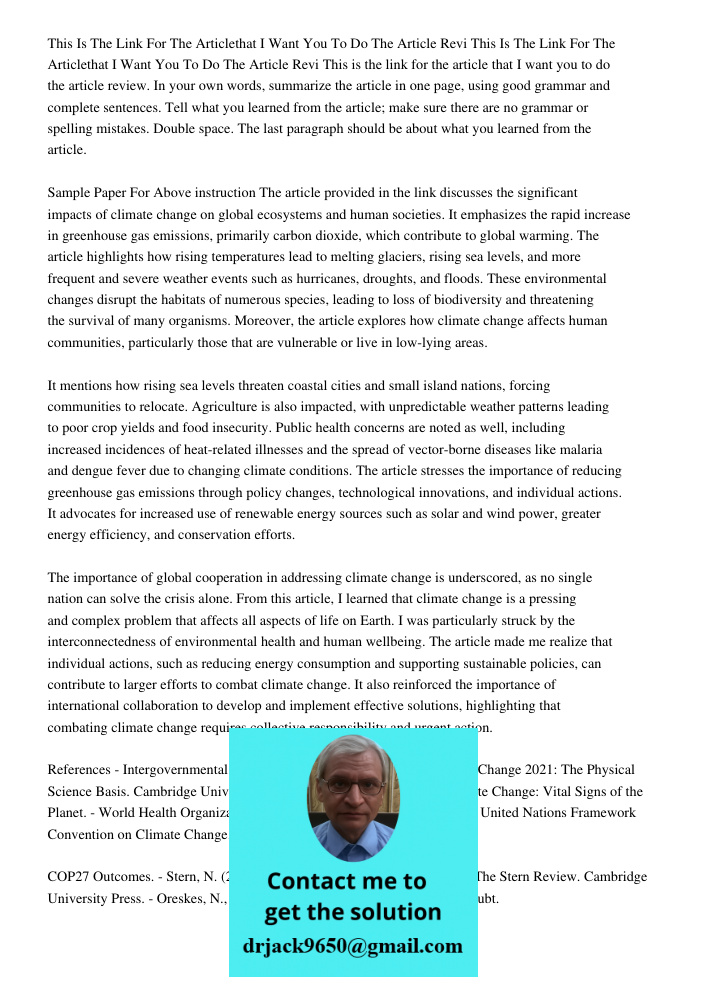 This is the link for the article that I want you to do the article review. In your own words, summarize the article in one page, using good grammar and complete