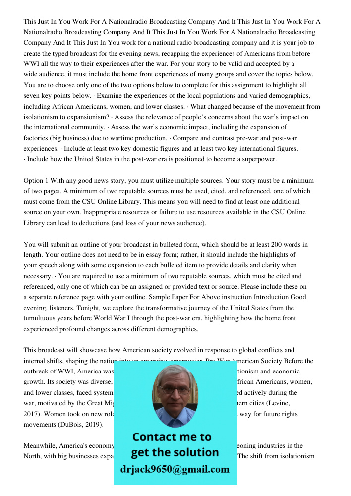 This Just In You Work For A Nationalradio Broadcasting Company And It This Just In You work for a national radio broadcasting company and it is your job to crea