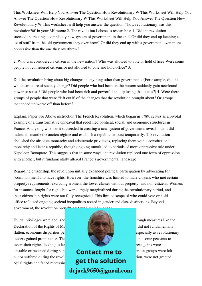 This Worksheet Will Help You Answer The Question How Revolutionary W This worksheet will help you answer the question, “how revolutionary was this revolution?” 
