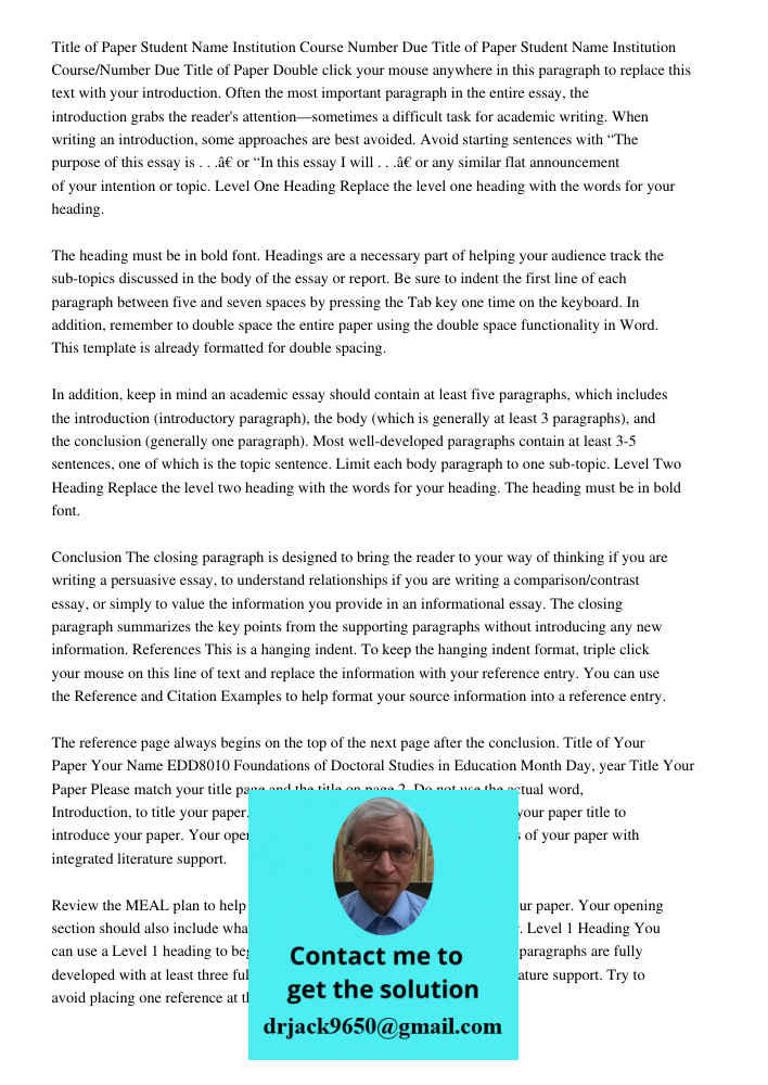 Title of Paper Double click your mouse anywhere in this paragraph to replace this text with your introduction. Often the most important paragraph in the entire 