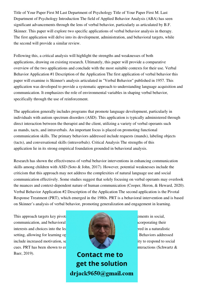 Introduction The field of Applied Behavior Analysis (ABA) has seen significant advancements through the lens of verbal behavior, particularly as articulated by 