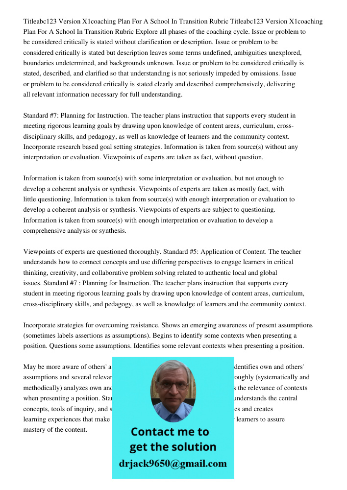 Explore all phases of the coaching cycle. Issue or problem to be considered critically is stated without clarification or description. Issue or problem to be co