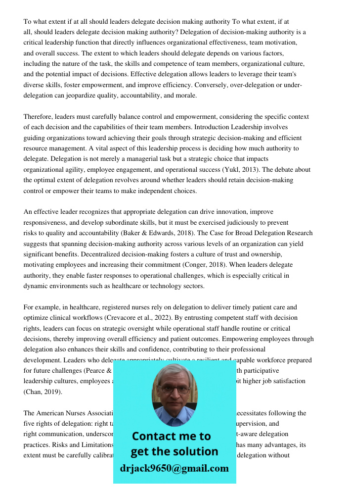 Delegation of decision-making authority is a critical leadership function that directly influences organizational effectiveness, team motivation, and overall su