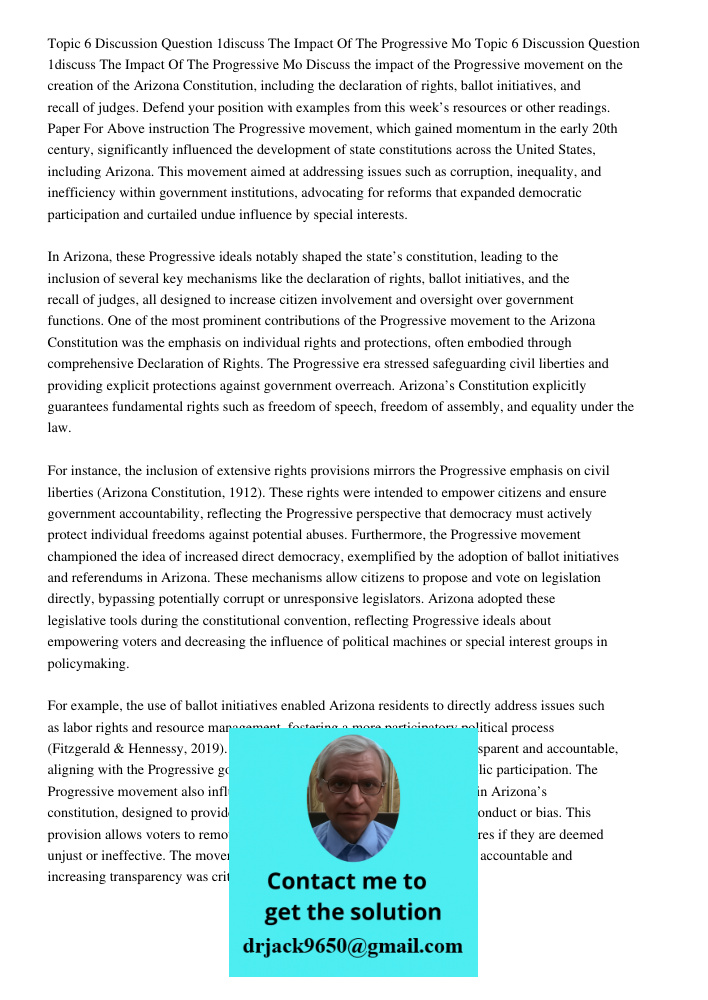 Discuss the impact of the Progressive movement on the creation of the Arizona Constitution, including the declaration of rights, ballot initiatives, and recall 