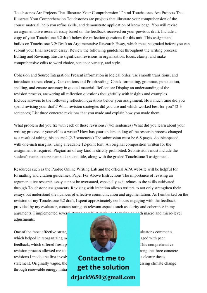 Touchstones Are Projects That Illustrate Your Comprehension