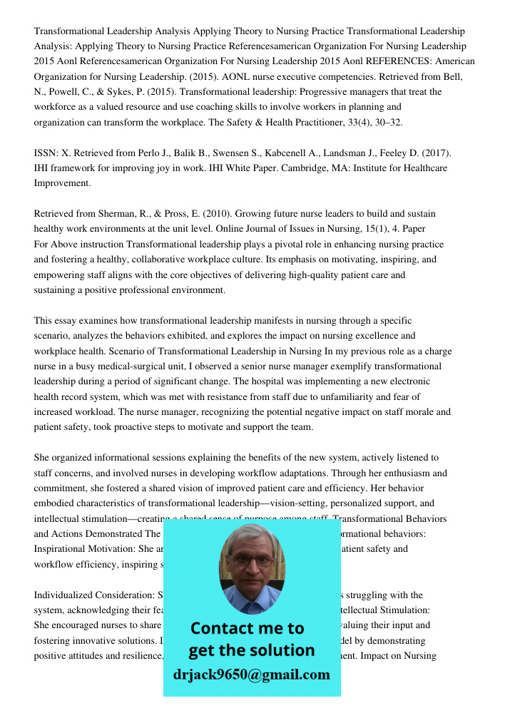 Referencesamerican Organization For Nursing Leadership 2015 Aonl Referencesamerican Organization For Nursing Leadership 2015 Aonl REFERENCES: American Organizat
