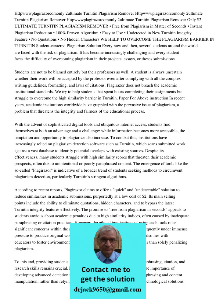 Httpwwwplagirazorcomonly 2ultimate Turnitin Plagiarism Remover Only $2 ULTIMATE TURNITIN PLAGIARISM REMOVER • Free from Plagiarism in Matter of Seconds • Instan