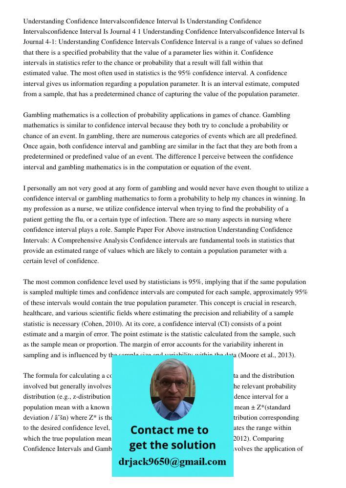 Journal 4 1 Understanding Confidence Intervalsconfidence Interval Is Journal 4-1: Understanding Confidence Intervals Confidence Interval is a range of values so