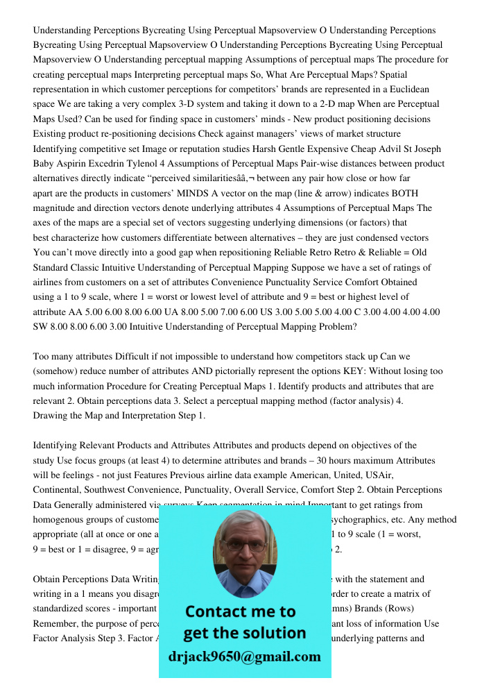 Understanding Perceptions Bycreating Using Perceptual Mapsoverview O Understanding perceptual mapping Assumptions of perceptual maps The procedure for creating 