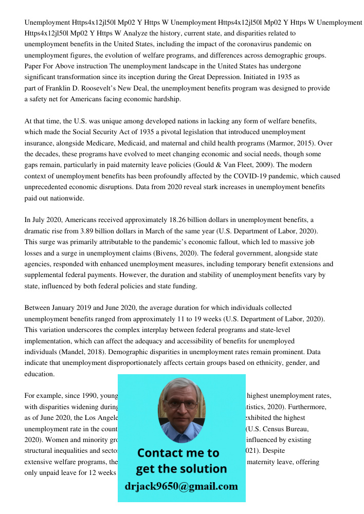 Unemployment Https4x12jl50l Mp02 Y Https W Analyze the history, current state, and disparities related to unemployment benefits in the United States, including 