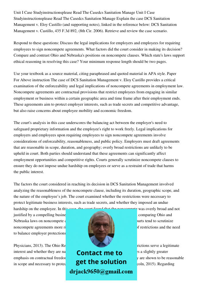 Explain the case DCS Sanitation Management v. Eloy Castillo (and supporting notes), linked in the reference below: DCS Sanitation Management v. Castillo, 435 F.