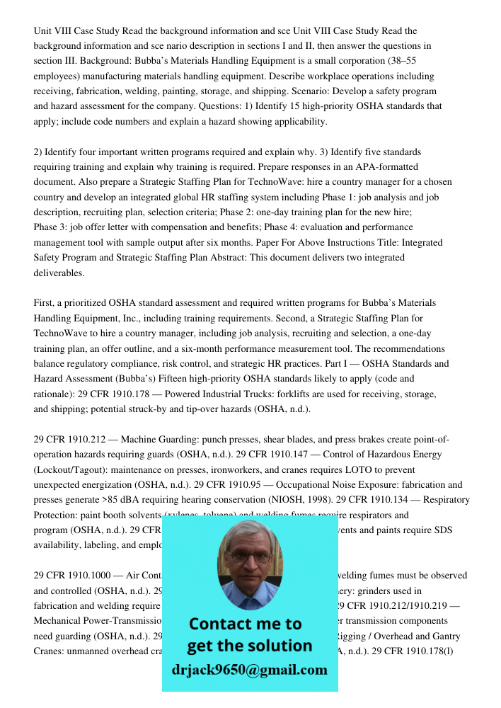 nario description in sections I and II, then answer the questions in section III. Background: Bubba’s Materials Handling Equipment is a small corporation (38–55