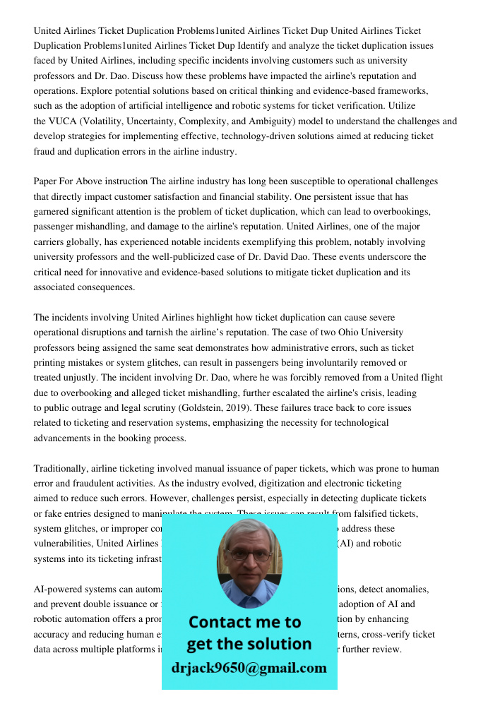 Identify and analyze the ticket duplication issues faced by United Airlines, including specific incidents involving customers such as university professors and 