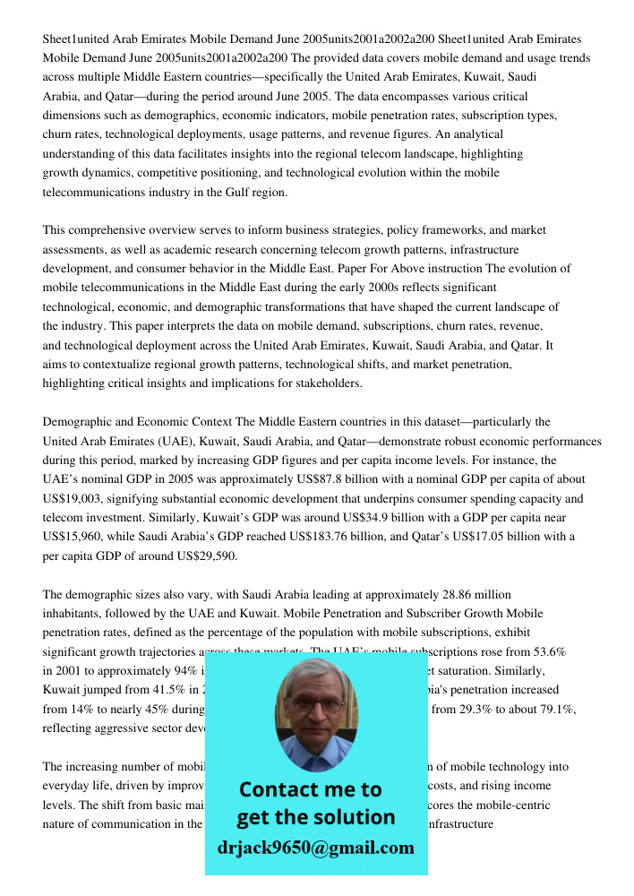 The provided data covers mobile demand and usage trends across multiple Middle Eastern countries—specifically the United Arab Emirates, Kuwait, Saudi Arabia, an