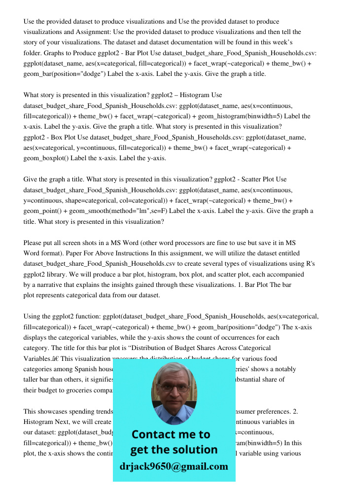 Assignment: Use the provided dataset to produce visualizations and then tell the story of your visualizations. The dataset and dataset documentation will be fou