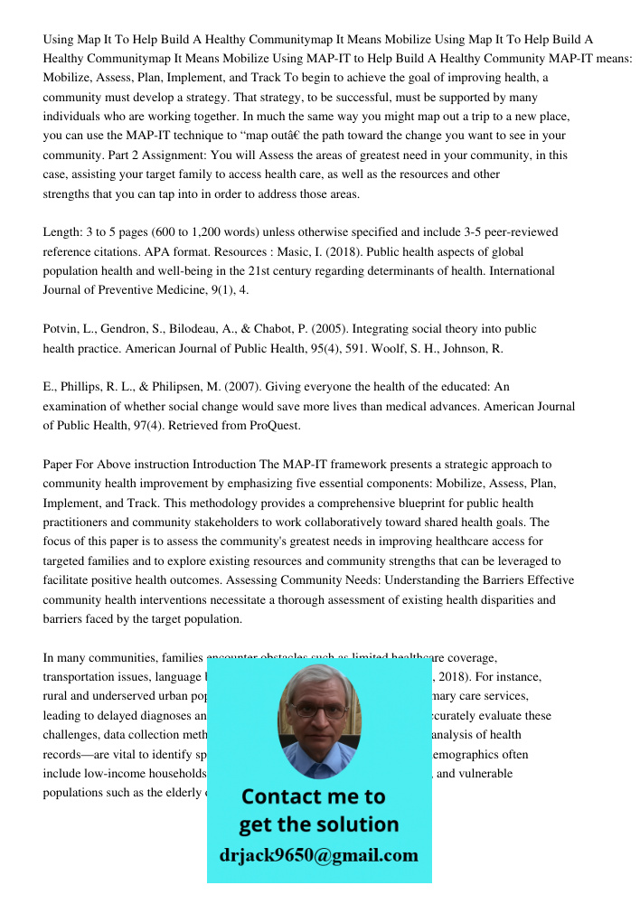 Using MAP-IT to Help Build A Healthy Community MAP-IT means: Mobilize, Assess, Plan, Implement, and Track To begin to achieve the goal of improving health, a co