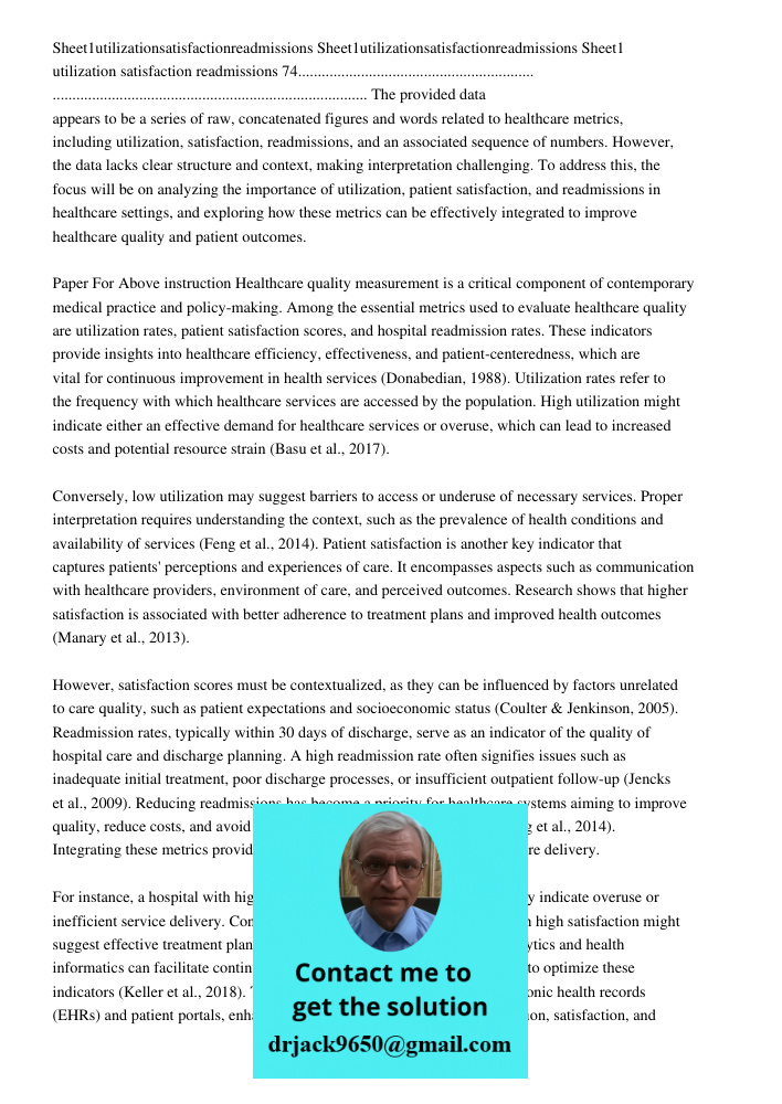 Sheet1 utilization satisfaction readmissions 74.................................................................................................................
