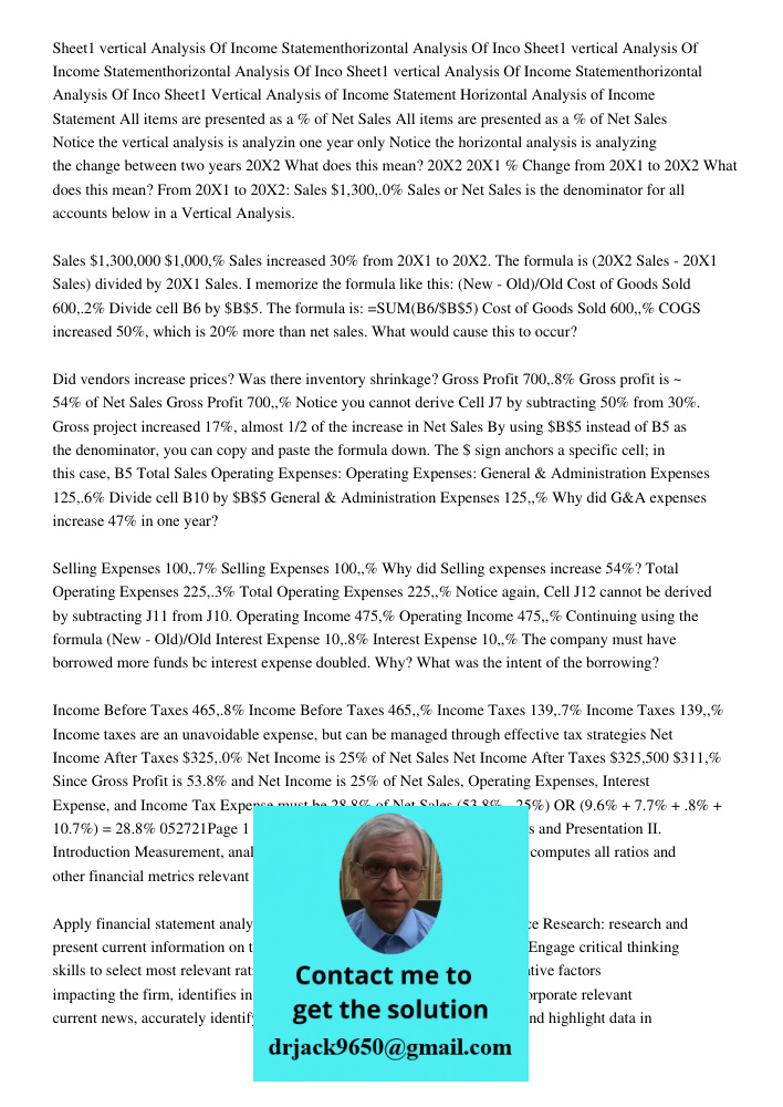 Sheet1 vertical Analysis Of Income Statementhorizontal Analysis Of Inco Sheet1 Vertical Analysis of Income Statement Horizontal Analysis of Income Statement All