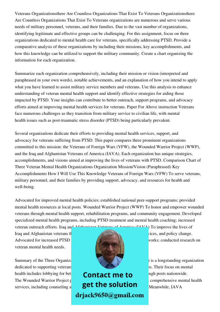 Veterans organizations are numerous and serve various needs of military personnel, veterans, and their families. Due to the vast number of organizations, identi