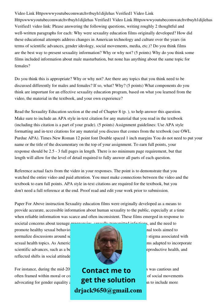 Video Link Httpswwwyoutubecomwatchvtbuyh1dijlehas Verified1 video link: Please answering the following questions, writing roughly 2 thoughtful and well-written 