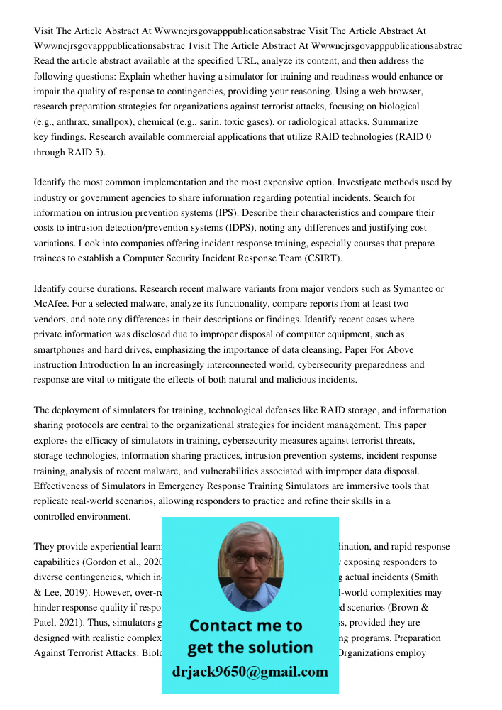 Visit The Article Abstract At Wwwncjrsgovapppublicationsabstrac Read the article abstract available at the specified URL, analyze its content, and then address 