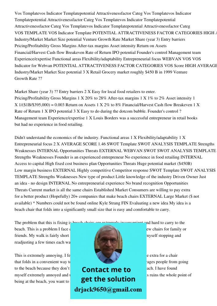 Vos Templatevos Indicator Templatepotential Attractivenessfactor Categ Vos Templatevos Indicator Templatepotential Attractivenessfactor Categ VOS TEMPLATE VOS I