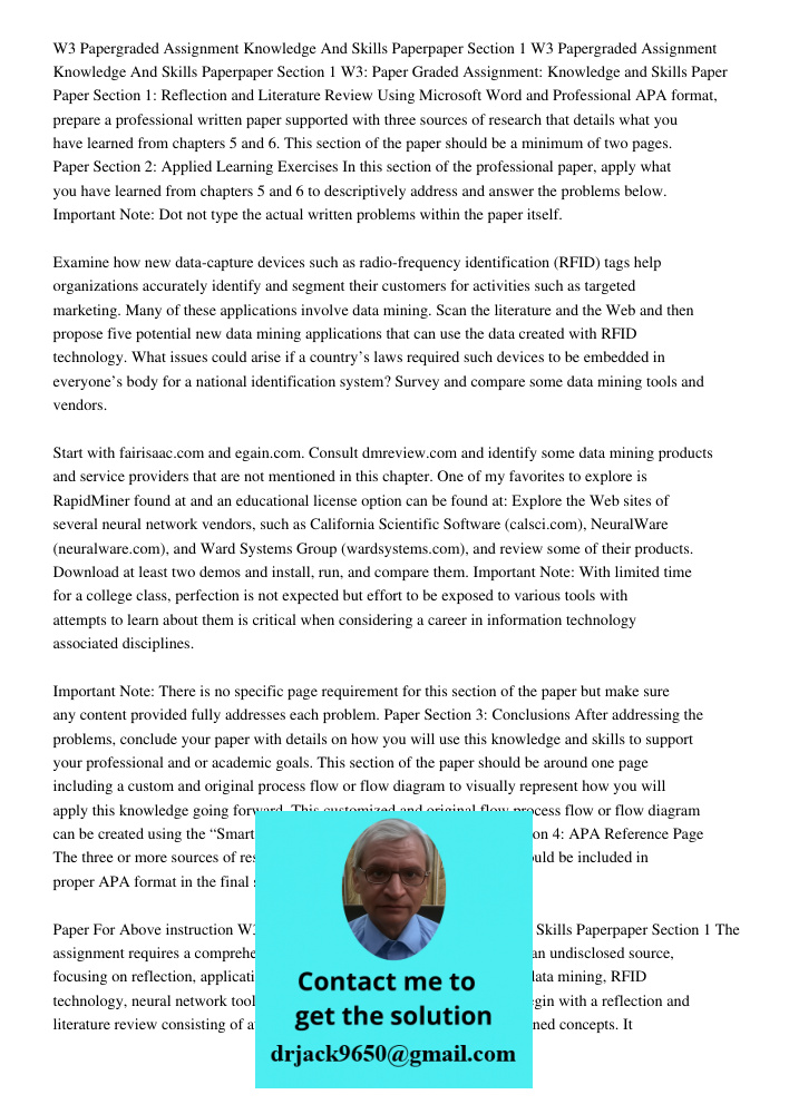 W3: Paper Graded Assignment: Knowledge and Skills Paper Paper Section 1: Reflection and Literature Review Using Microsoft Word and Professional APA format, prep