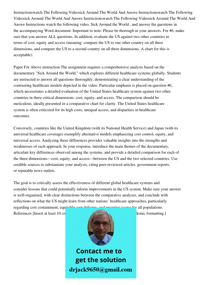 Instructionswatch The Following Videosick Around The World And Answe Instructions watch the following video, Sick Around the World , and answer the questions in