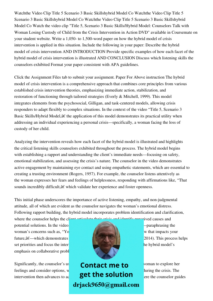 Watchthe Video Clip Title 5 Scenario 3 Basic Skillshybrid Model Co Watch the video clip "Title 5, Scenario 3 Basic Skills/Hybrid Model: Counselors Talk with Wom