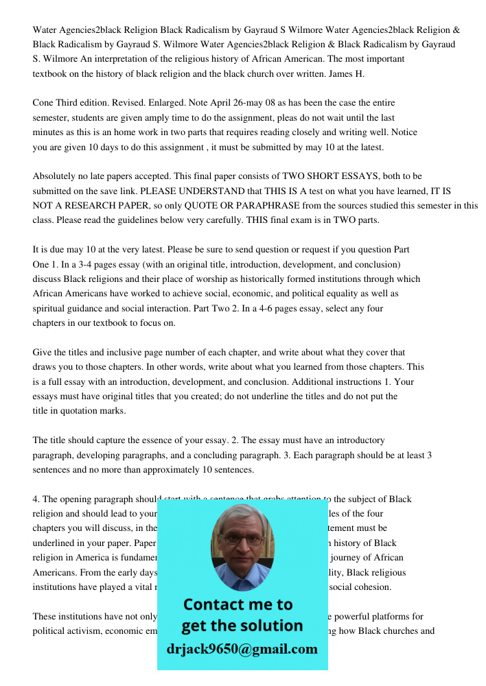 Water Agencies2black Religion & Black Radicalism by Gayraud S. Wilmore An interpretation of the religious history of African American. The most important textbo