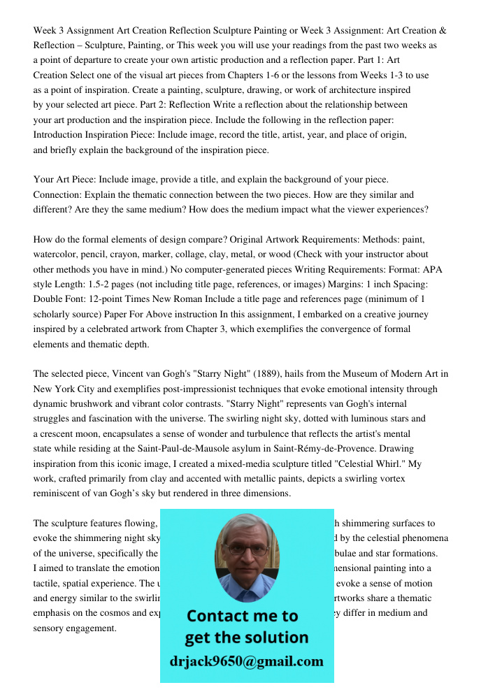 This week you will use your readings from the past two weeks as a point of departure to create your own artistic production and a reflection paper. Part 1: Art 