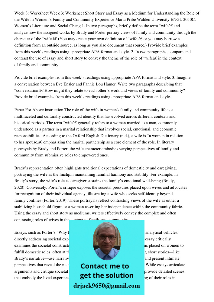 Pageweek 3 Worksheetweek 3 Worksheetshort Story And Essay As A Mediu Week 3: Worksheet Week 3: Worksheet Short Story and Essay as a Medium for Understanding the