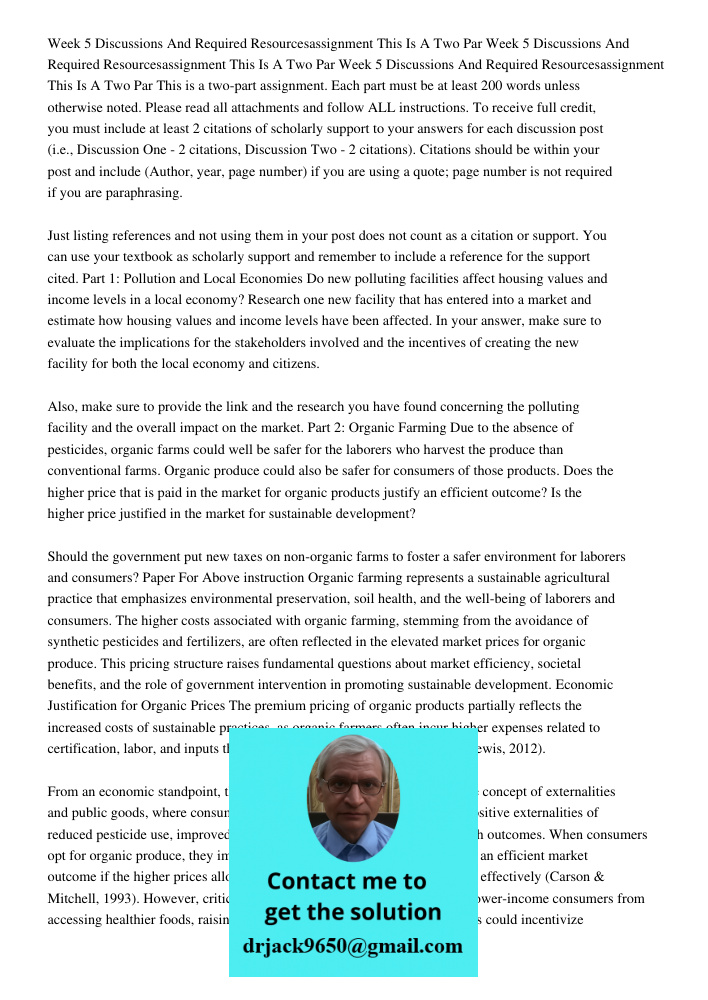 Week 5 Discussions And Required Resourcesassignment This Is A Two Par This is a two-part assignment. Each part must be at least 200 words unless otherwise noted