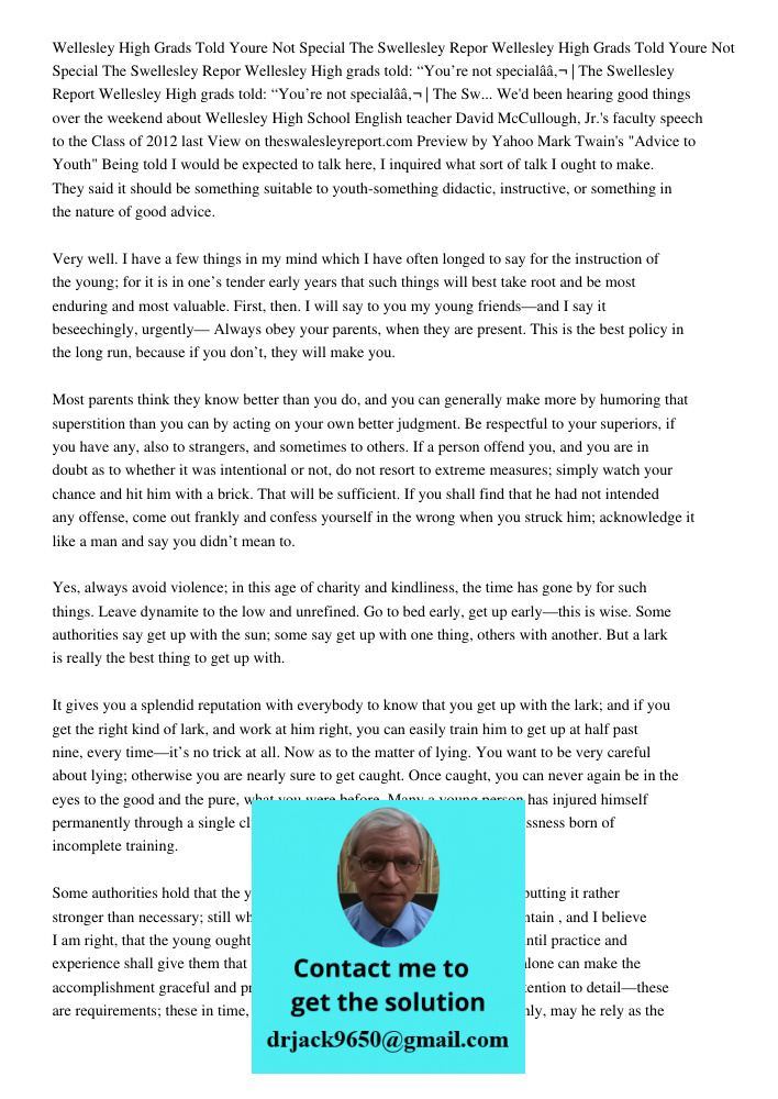 Wellesley High grads told: “You’re not specialâ€ | The Swellesley Report Wellesley High grads told: “You’re not specialâ€ | The Sw... We'd been hearing good thi