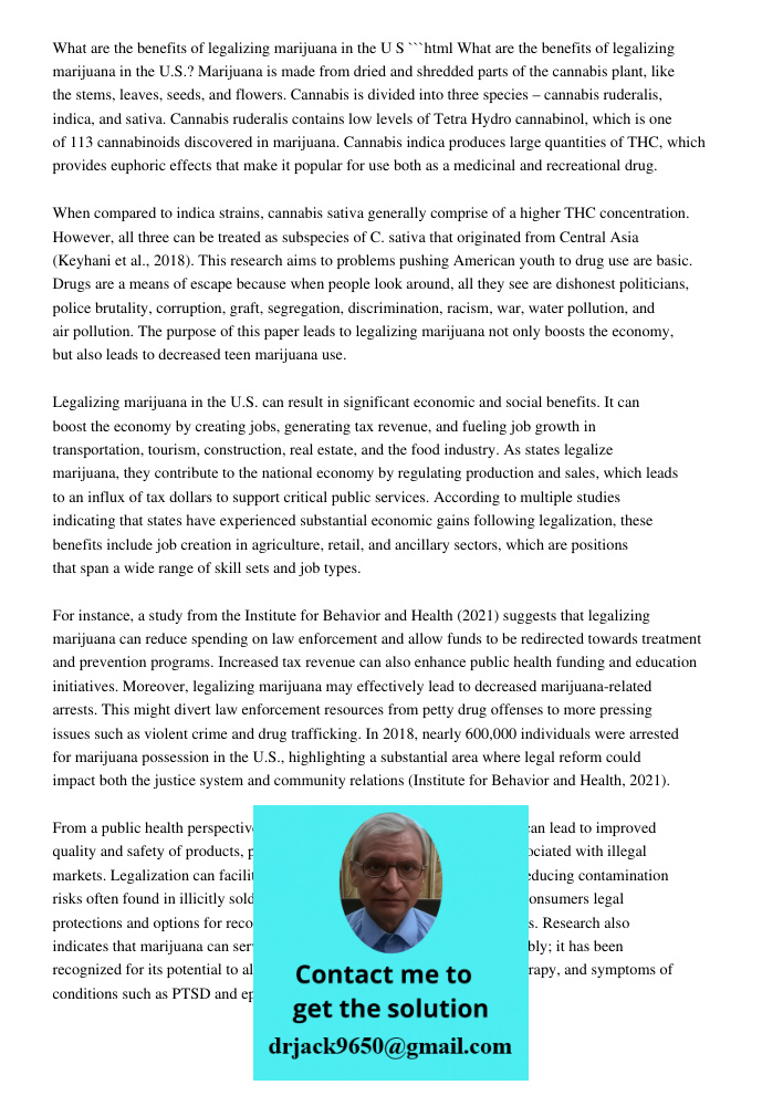 What Are The Benefits Of Legalizing Marijuana In The U.S.?