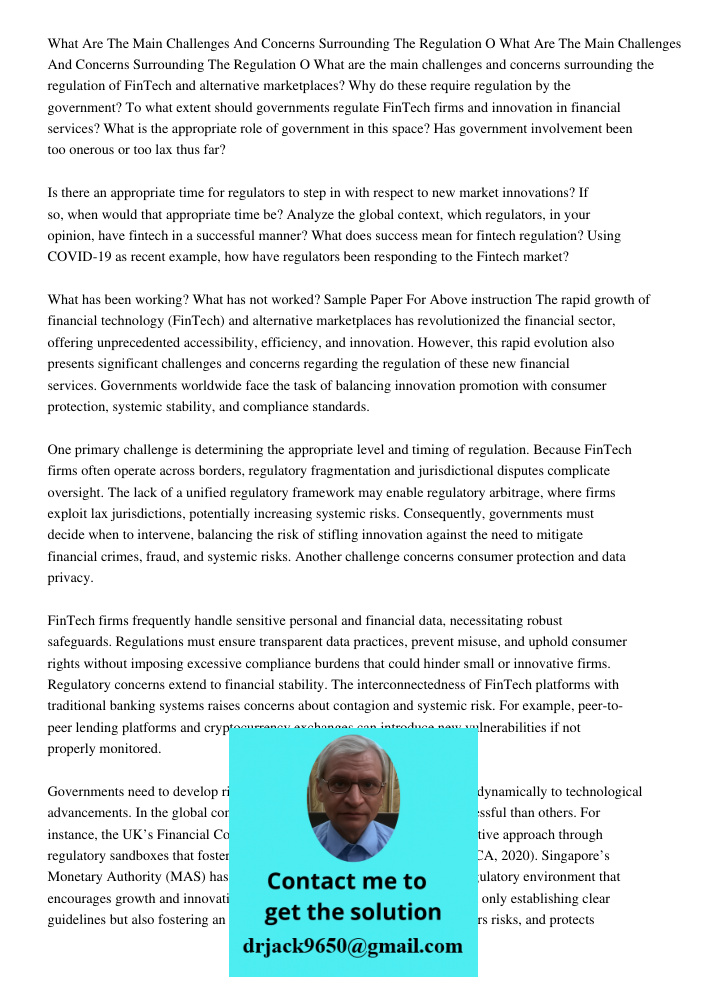 What are the main challenges and concerns surrounding the regulation of FinTech and alternative marketplaces? Why do these require regulation by the government?
