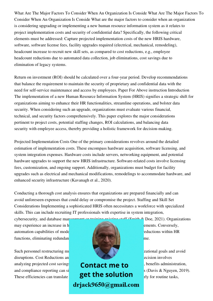 What are the major factors to consider when an organization is considering upgrading or implementing a new human resource information system as it relates to pr