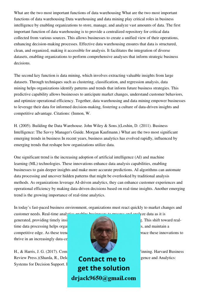 Data warehousing and data mining play critical roles in business intelligence by enabling organizations to store, manage, and analyze vast amounts of data. The 