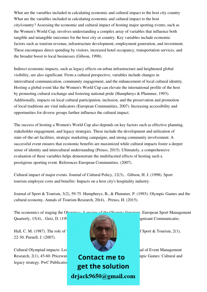 Assessing the economic and cultural impact of hosting major sporting events, such as the Women's World Cup, involves understanding a complex array of variables 