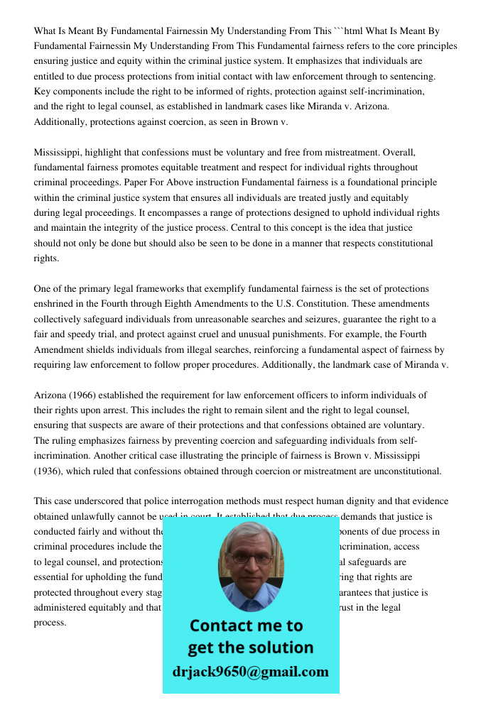 What Is Meant By Fundamental Fairness In My Understanding Fr