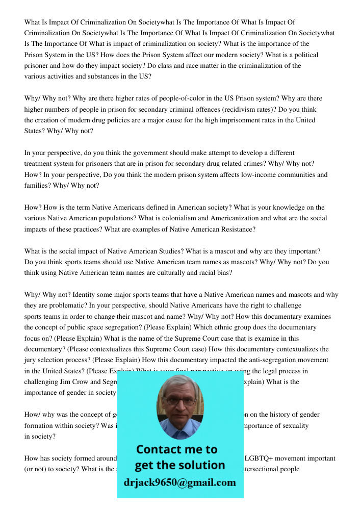 What Is Impact Of Criminalization On Societywhat Is The Importance Of What is impact of criminalization on society? What is the importance of the Prison System 
