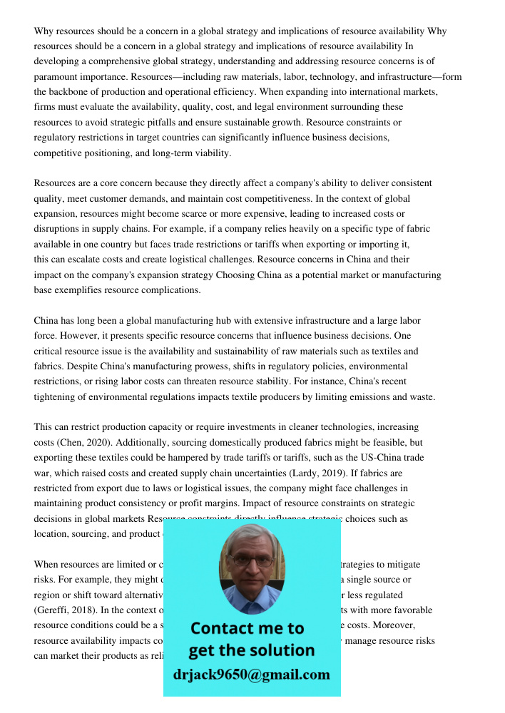 In developing a comprehensive global strategy, understanding and addressing resource concerns is of paramount importance. Resources—including raw materials, lab