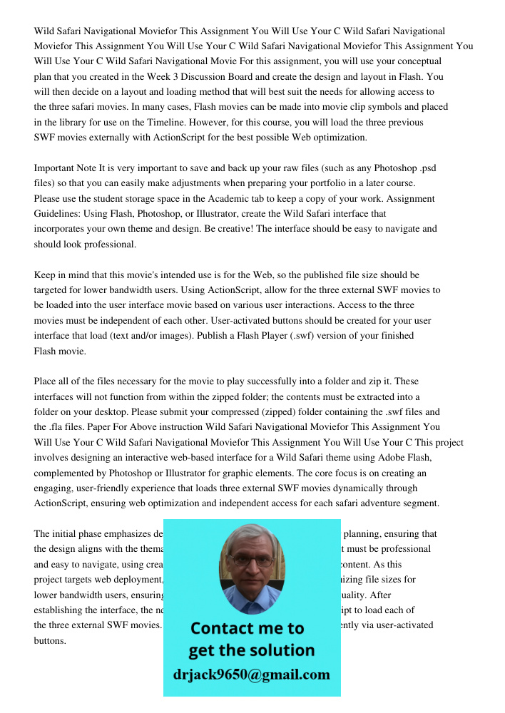 Wild Safari Navigational Moviefor This Assignment You Will Use Your C Wild Safari Navigational Movie For this assignment, you will use your conceptual plan that