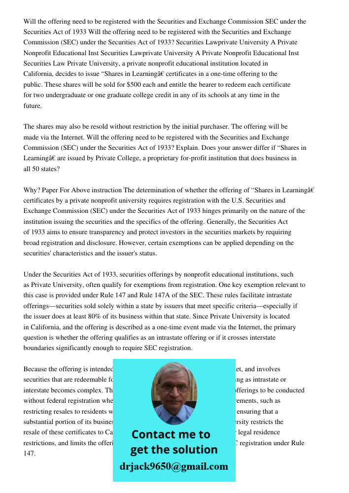 Securities Lawprivate University A Private Nonprofit Educational Inst Securities Lawprivate University A Private Nonprofit Educational Inst Securities Law Priva