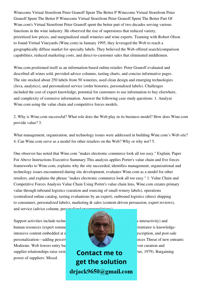 Winecoms Virtual Storefront Peter Granoff Spent The Better Part Of Wine.com's Virtual Storefront Peter Granoff spent the better part of two decades serving vari