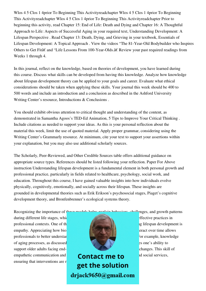 Wlos 4 5 Clos 1 4prior To Beginning This Activityreadchapter Prior to beginning this activity, read Chapter 15: End of Life: Death and Dying and Chapter 16: A T