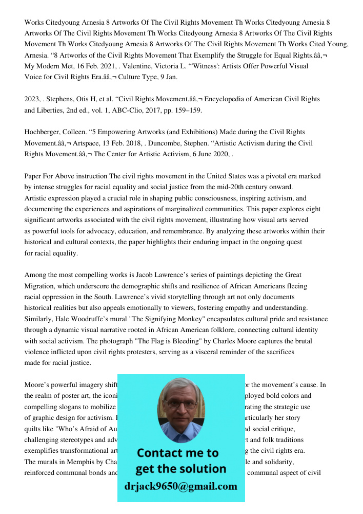 Works Citedyoung Arnesia 8 Artworks Of The Civil Rights Movement Th Works Citedyoung Arnesia 8 Artworks Of The Civil Rights Movement Th Works Cited Young, Arnes